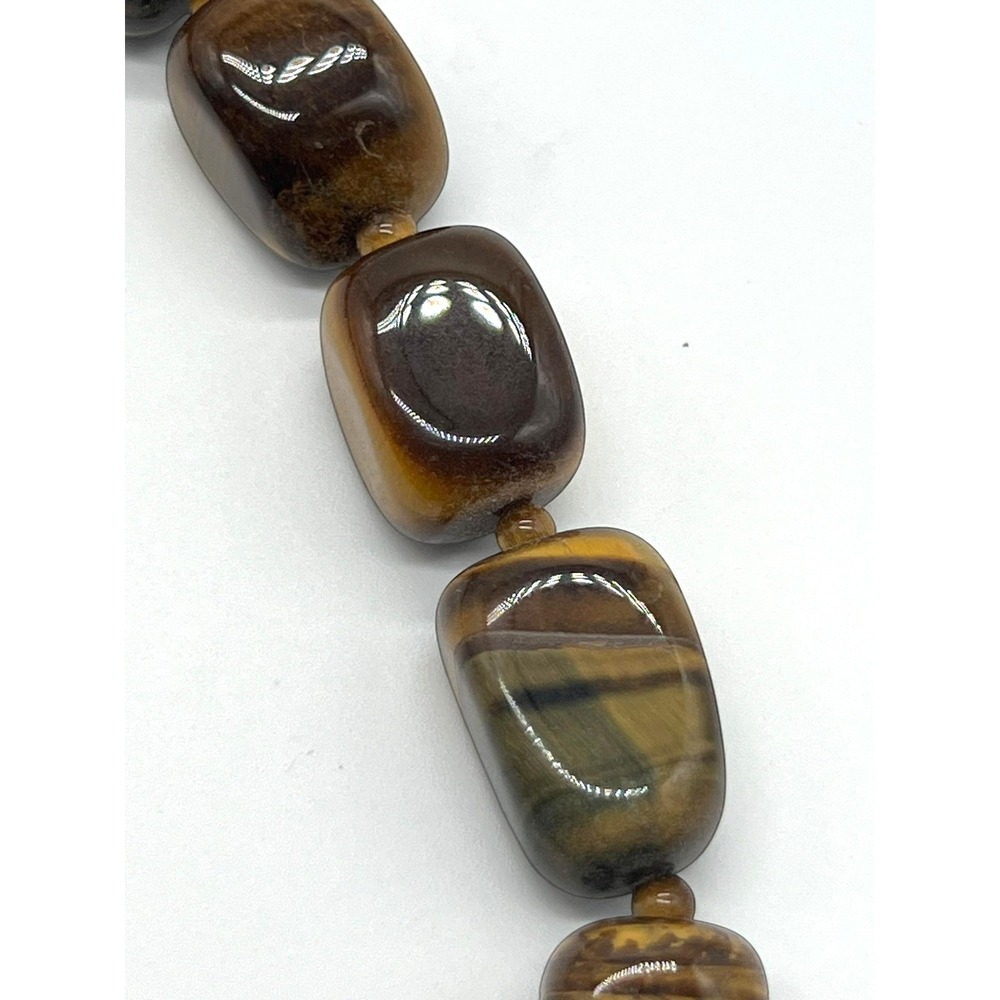 Vintage Tiger's Eye Necklace Marked SX 925 Sterling Silver Gemstone Toggle Clasp - Picture 6 of 16